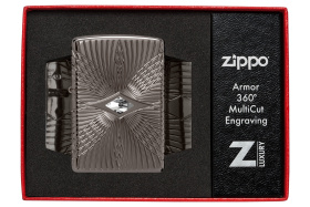 Зажигалка ZIPPO Armor® с покрытием Black Ice®, латунь/сталь, чёрная, 38x13x57 мм