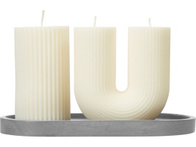 Набор свечей на подставке Aris (белый, серый)