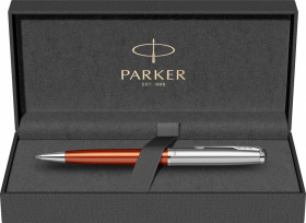 Шариковая ручка Parker Sonnet Essentials Orange SB Steel CT, цвет чернил black, перо: M, в подарочной упаковке.