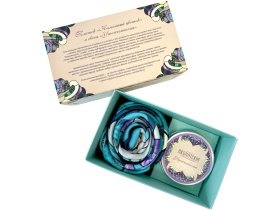 Набор: платок Каменный цветок и свеча Утонченность (зеленый, сиреневый)