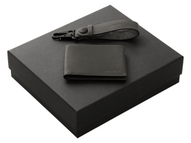 Подарочный набор Long River: кошелек, ремешок для ключей, черная коробка