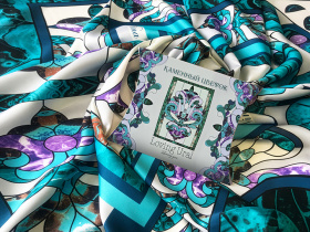 Платок Каменный Цветок (бирюзовый, сиреневый, разноцветный)