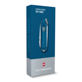 Нож-брелок VICTORINOX Classic SD Colors "Sky High", 58 мм, 7 функций, полупрозрачный синий