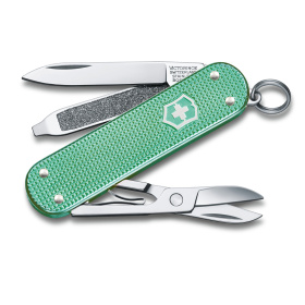 Нож-брелок VICTORINOX Classic SD Alox Colors "Minty Mint", 58 мм, 5 функций, мятный
