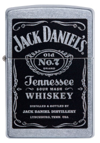 Зажигалка ZIPPO Jack Daniels® с покрытием Street Chrome, латунь/сталь, серебристая, 38x13x57 мм