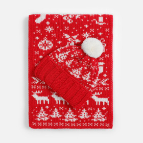 Шарф Holidale, красный с молочным