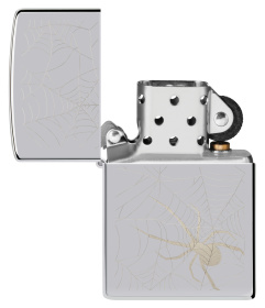 Зажигалка ZIPPO Spider Design с покрытием High Polish Chrome, латунь/сталь, серебристая, 38x13x57 мм