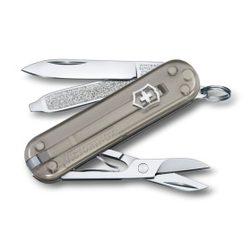 Нож-брелок VICTORINOX Classic SD Colors "Mystical Morning", 58 мм, 7 функций, полупрозрачный серый