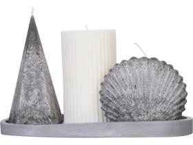 Набор свечей на подставке Posh (белый, серый)