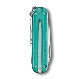 Нож-брелок VICTORINOX Classic SD Colors "Tropical Surf", 58 мм, 7 функций, полупрозрачный бирюзовый