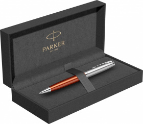 Шариковая ручка Parker Sonnet Essentials Orange SB Steel CT, цвет чернил black, перо: M, в подарочной упаковке.
