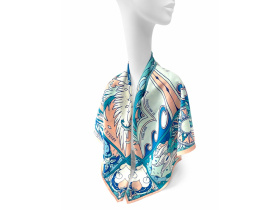 Платок Царевна Лебедь (синий, голубой, белый, разноцветный)