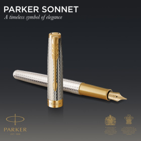 Перьевая ручка Parker Sonnet Silver Mistral GT, перо: M, цвет чернил: black, в подарочной упаковке