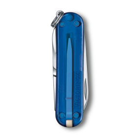 Нож-брелок VICTORINOX Classic SD Colors "Deep Ocean", 58 мм, 7 функций, полупрозрачный синий