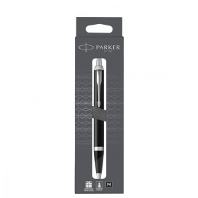 Шариковая ручка Parker IM Metal Black CT лак матовый, стержень: M, цвет чернил: black, в подарочной упаковке.