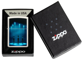 Зажигалка ZIPPO Aliens Design с покрытием Glow In The Dark Green, латунь/сталь, белая, 38x13x57 мм
