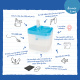 DUVO+ Питьевой фонтанчик для животных, USB, бело- голубой, 1.8л,16.5x16.5x21см (Бельгия)
