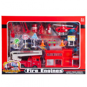 Игровой набор Junfa Пожарная станция (машинка, станция, акссесуары), в коробке