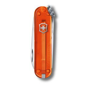 Нож-брелок VICTORINOX Classic SD Colors "Fire Opal", 58 мм, 7 функций, полупрозрачный оранжевый