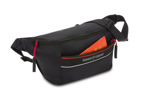 Сумка на пояс SWISSGEAR, черная, полиэстер с плетением рип-стоп, 38 x 5 x 15 см