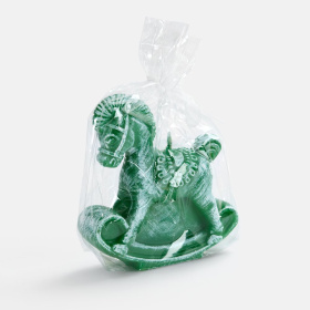 Свеча фигурная «Лошадка-качалка», зеленая