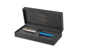 Перьевая ручка Parker 51 Premium Turquoise GT перо; M/F, чернила: Black,Blue, в подарочной упаковке.