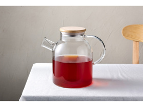 Стеклянный чайник с бамбуковой крышкой Sencha M (прозрачный)