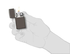 Зажигалка ZIPPO Slim® с покрытием Black Ice ®, латунь/сталь, чёрная, матовая, 30x10x55 мм
