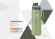 Термобутылка Stinger, 0,71 л, сталь/пластик, "зеленый мох", 8 х 25,4 см