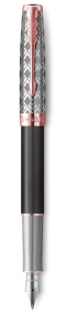 Перьевая ручка и чехол из кожи Parker Sonnet Premium  GREY GT, перо 18K, перо: F, цвет чернил black, в подарочной упаковке