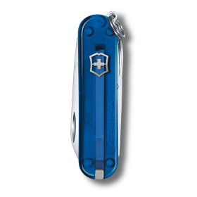 Нож-брелок VICTORINOX Classic SD Colors "Deep Ocean", 58 мм, 7 функций, полупрозрачный синий