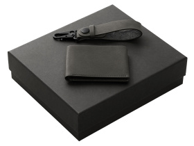 Подарочный набор Long River: кошелек, ремешок для ключей (без лого Long River), черная коробка