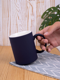 Кружка Promo Soft с покрытием софт-тач, темно-синяя