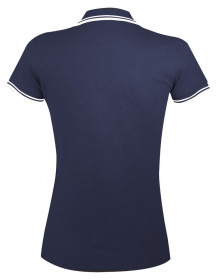 Рубашка поло женская Pasadena Women 200 с контрастной отделкой, темно-синяя с белым