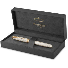 Перьевая ручка Parker Sonnet Silver Mistral GT, перо: M, цвет чернил: black, в подарочной упаковке