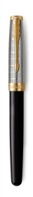 Перьевая ручка  и чехол из кожи Parker Sonnet Premium Refresh BLACK GT, перо 18K, перо: F, цвет чернил black, в подарочной упаковке