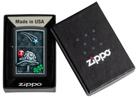 Зажигалка ZIPPO Ladybug Design с покрытием Black Matte, латунь/сталь, черная, матовая, 38x13x57 мм