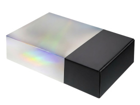 Подарочная коробка с голографическим шубером без печати Aurora, L, 260х260х100 мм.