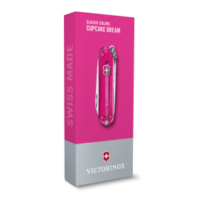 Нож-брелок VICTORINOX Classic SD Colors "Cupcake Dream", 58 мм, 7 функций, полупрозрачный розовый