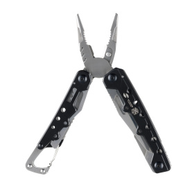 Мультитул Stinger, 105x40 мм, 12 функций, сталь, чёрно-серебристый, в комплекте нейлоновый чехол