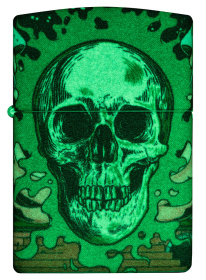 Зажигалка ZIPPO Skull Design с покрытием Glow In The Dark Green,латунь/сталь,разноцветная38x13x57 мм