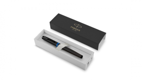 Перьевая ручка Parker IM Vibrant Rings Flame Blue, перо:F/M , цвет чернил: blue, в подарочной упаковке.