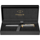 Перьевая ручка Parker Sonnet Grey Core GT, перо: F, чернила: black (2 картриджа) в подарочной коробке