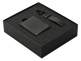 Подарочный набор Long River: кошелек, ремешок для ключей (без лого Long River), черная коробка