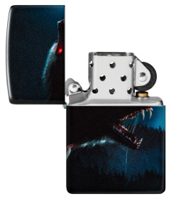 Зажигалка ZIPPO Horror Wolf с покрытием 540 Matte, латунь/сталь, черная, 38x13x57 мм