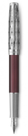 Перьевая ручка и чехол из кожи Parker Sonnet Premium Refresh RED CT, перо 18K, толщина F, цвет чернил black, в подарочной упаковке