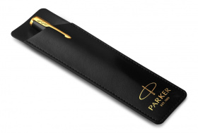 Перьевая ручка и чехол из кожи Parker Sonnet Silver Mistral GT, перо: M, цвет чернил: black, в подарочной упаковке