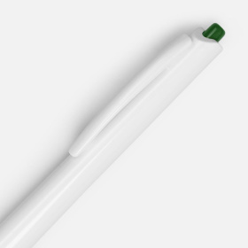 Ручка шариковая Tick, белая с зеленым