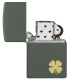 Зажигалка ZIPPO Four Leaf Clover с покрытием Green Matte, латунь/сталь, зеленая, 38x13x57 мм