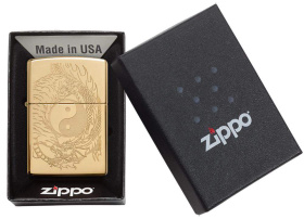 Зажигалка ZIPPO Classic с покрытием High Polish Brass, латунь/сталь, золотистая,  36x12x56 мм